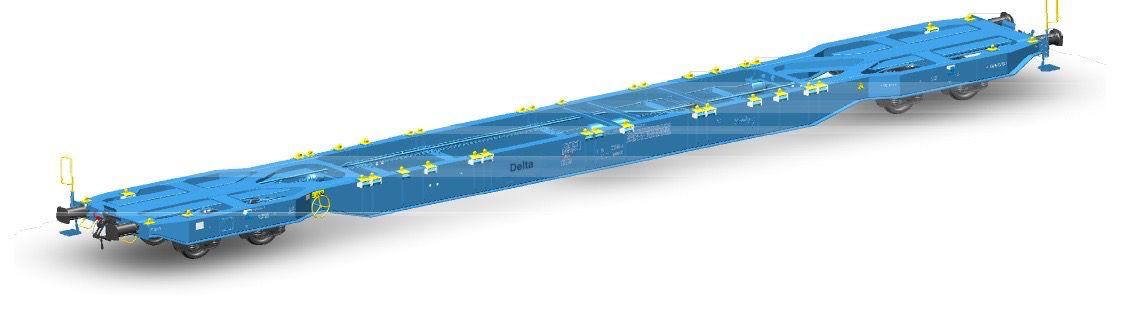 Engineering render of the Sggns(s) 80′ underframe